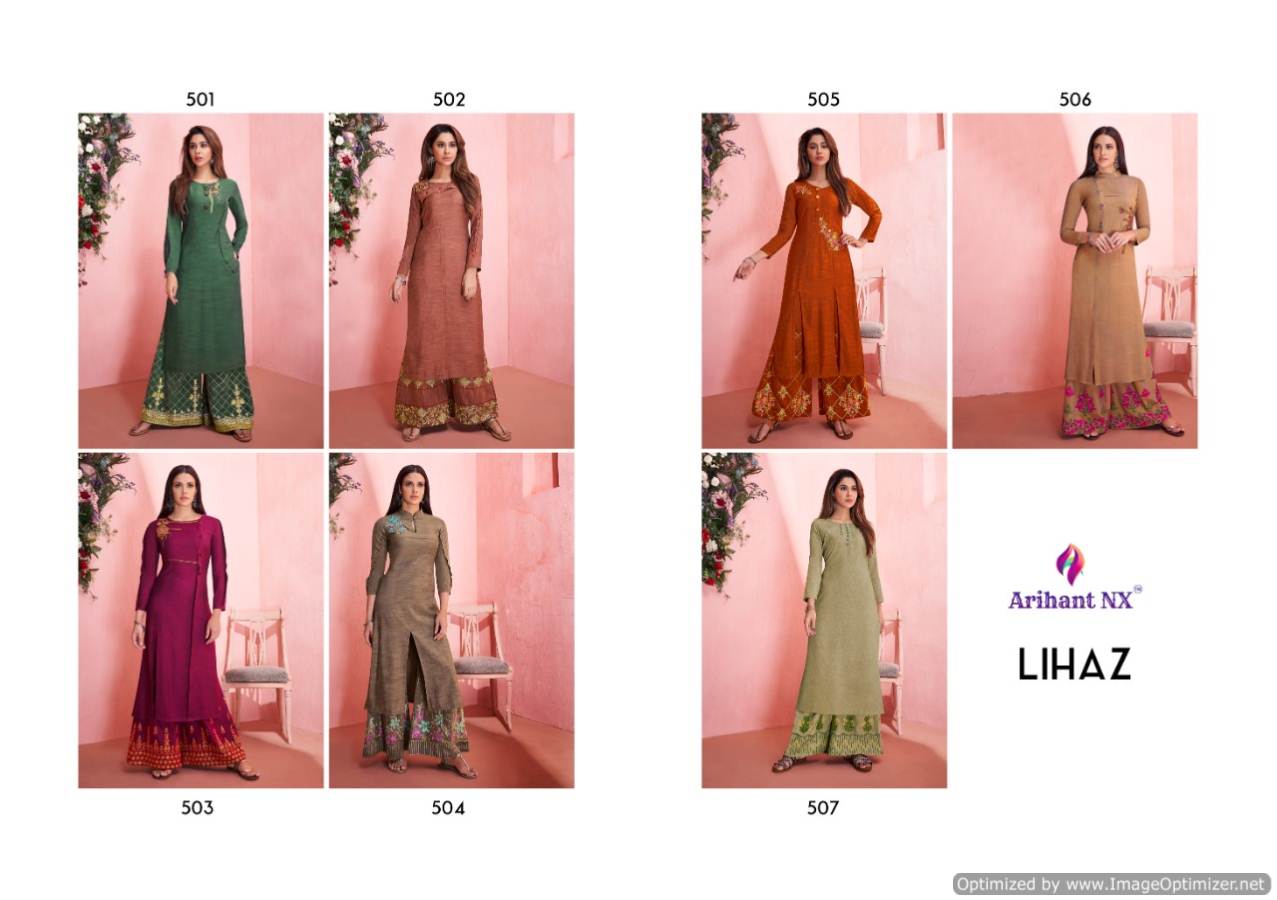 Lihaz By Arihant Heavy Rayon Designer Kurti With Palazzo Catalogue
