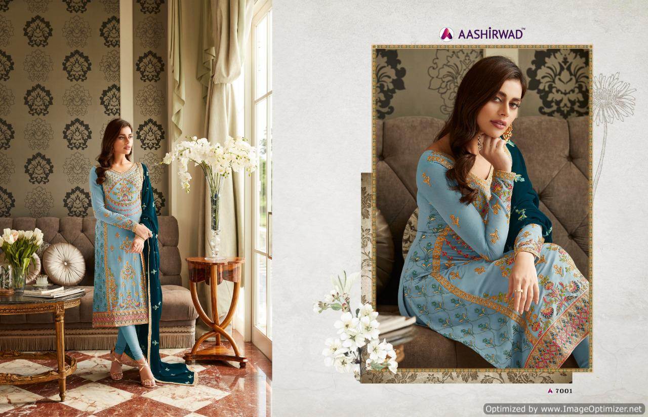 Mbroidered Present Aashirwad  Real Georgette Embroidered Salwar Suits Collection