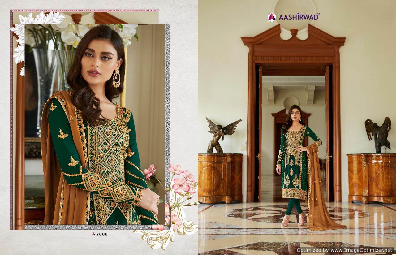 Mbroidered Present Aashirwad  Real Georgette Embroidered Salwar Suits Collection