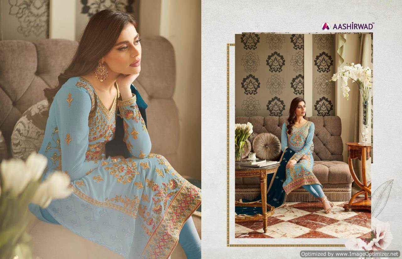 Mbroidered Present Aashirwad  Real Georgette Embroidered Salwar Suits Collection