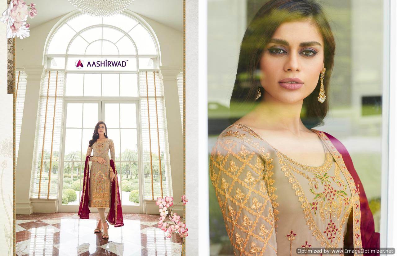 Mbroidered Present Aashirwad  Real Georgette Embroidered Salwar Suits Collection