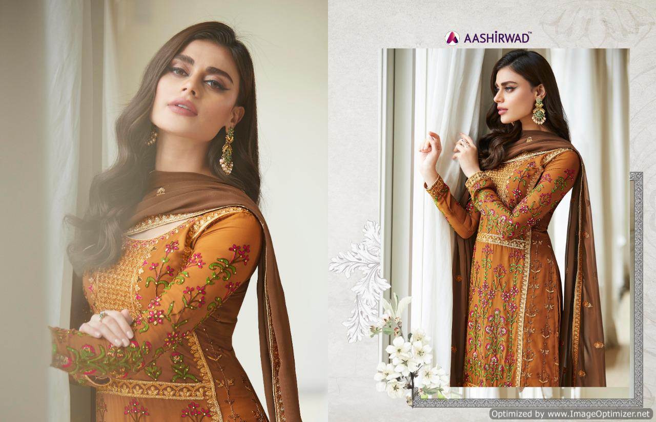Mbroidered Present Aashirwad  Real Georgette Embroidered Salwar Suits Collection