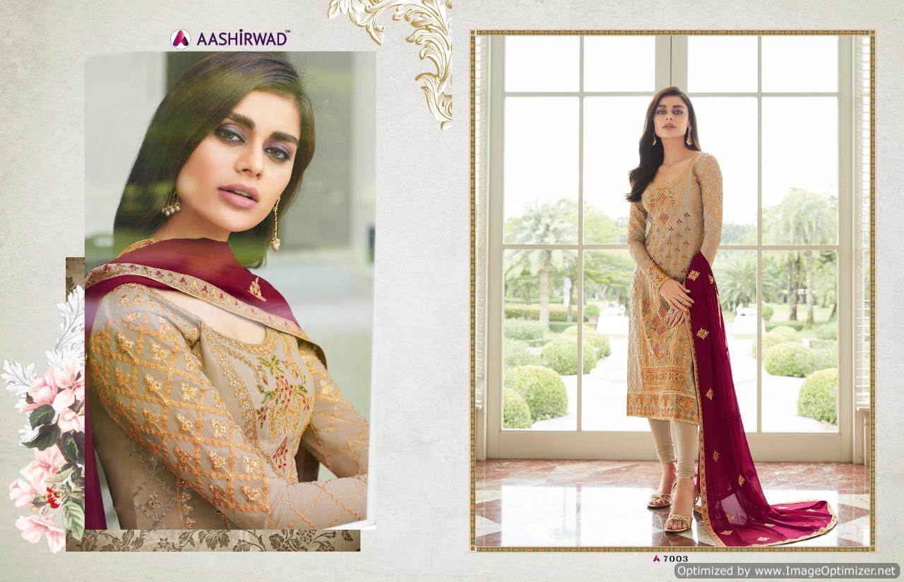 Mbroidered Present Aashirwad  Real Georgette Embroidered Salwar Suits Collection