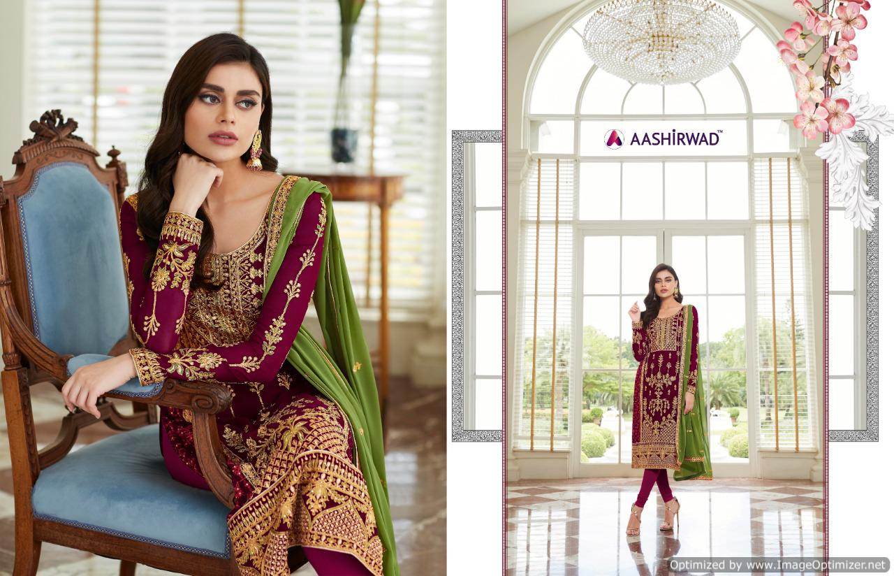 Mbroidered Present Aashirwad  Real Georgette Embroidered Salwar Suits Collection