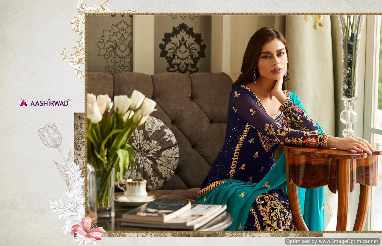 Mbroidered Present Aashirwad  Real Georgette Embroidered Salwar Suits Collection