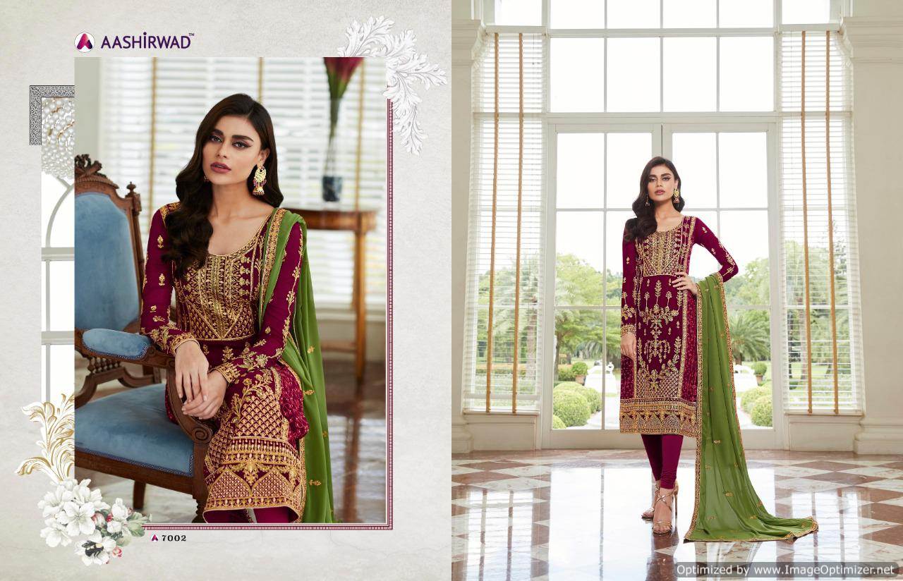 Mbroidered Present Aashirwad  Real Georgette Embroidered Salwar Suits Collection