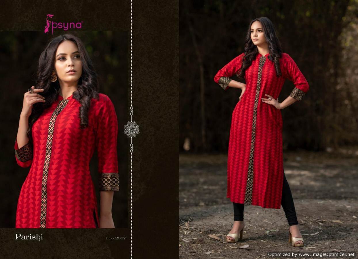Parishi Present Psyna Designer Rayon Printed Straight Kurtis Catalogue