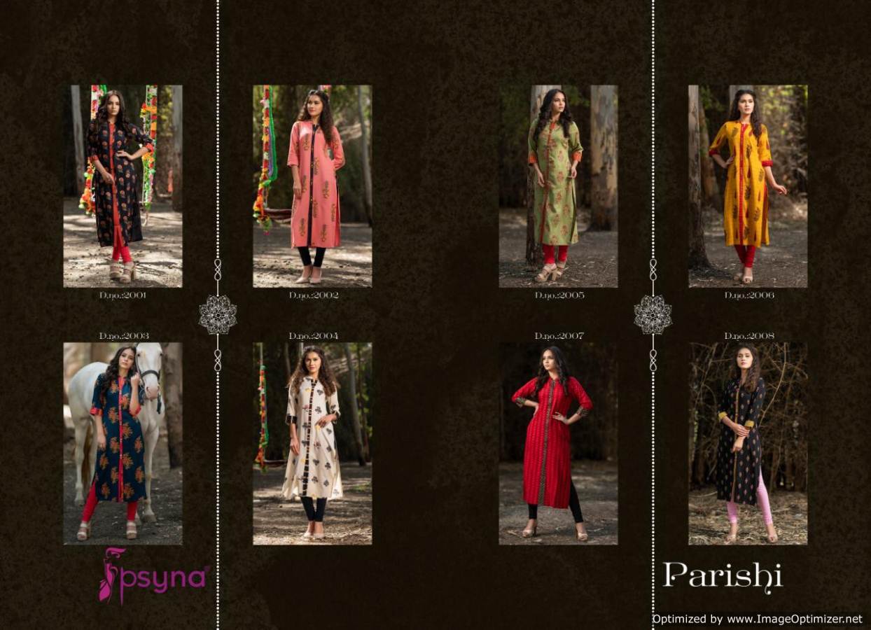 Parishi Present Psyna Designer Rayon Printed Straight Kurtis Catalogue