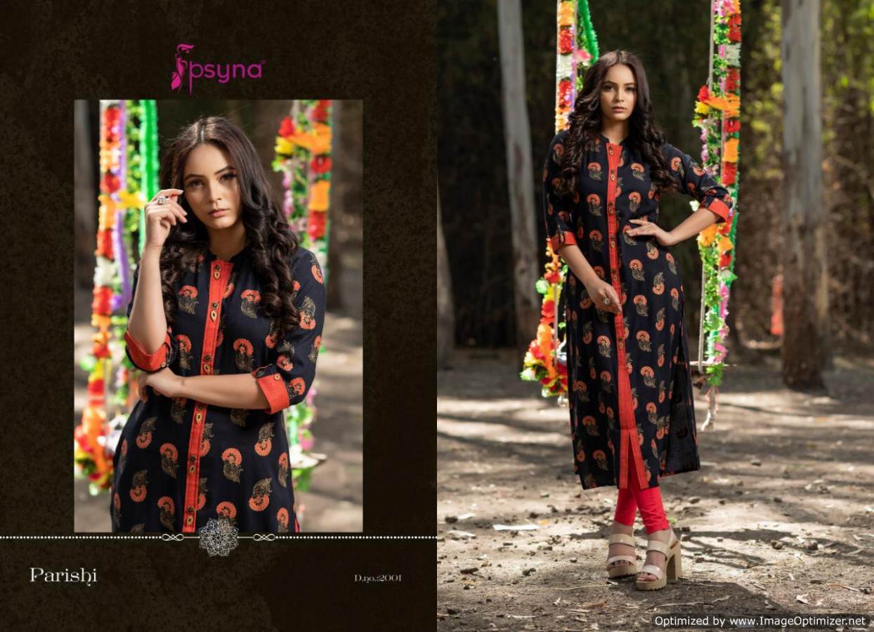 Parishi Present Psyna Designer Rayon Printed Straight Kurtis Catalogue