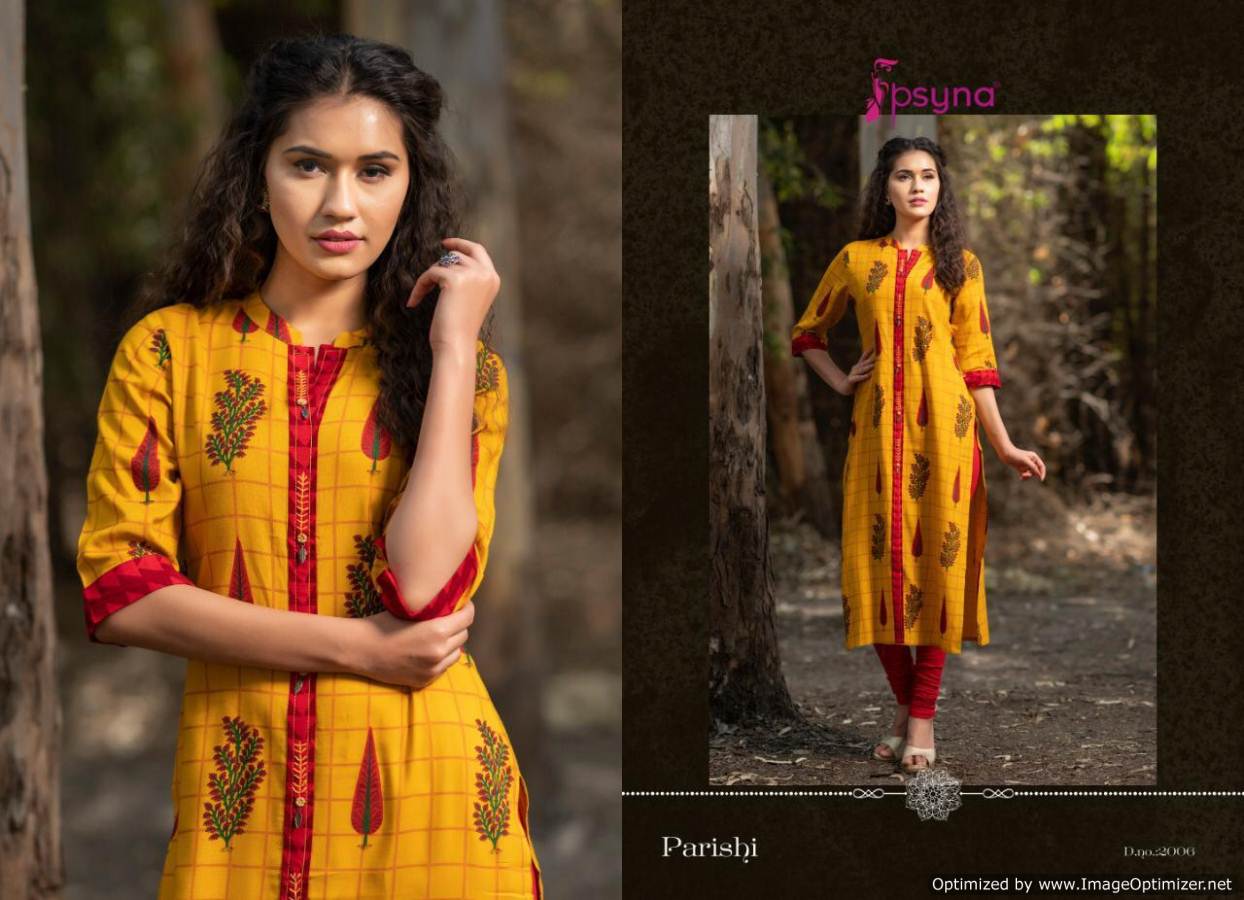 Parishi Present Psyna Designer Rayon Printed Straight Kurtis Catalogue