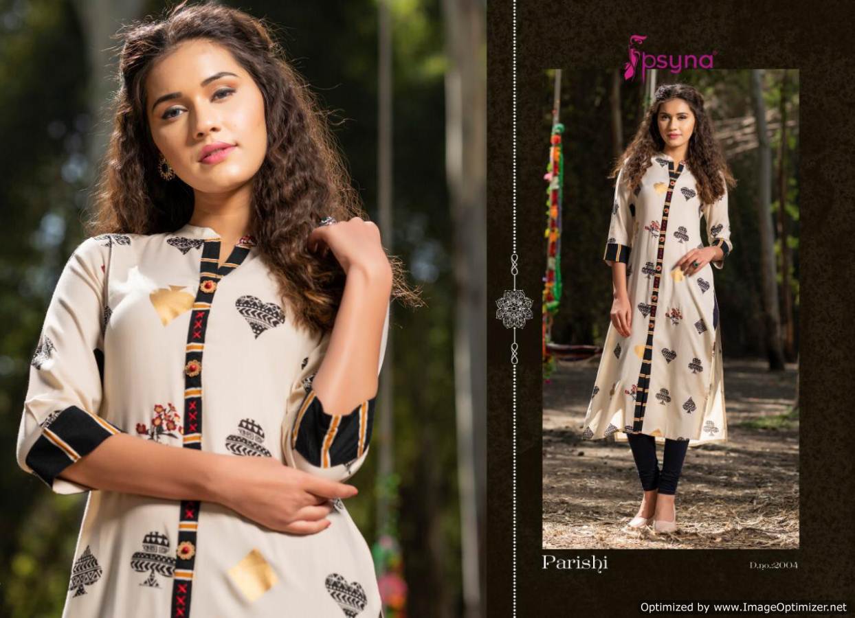 Parishi Present Psyna Designer Rayon Printed Straight Kurtis Catalogue