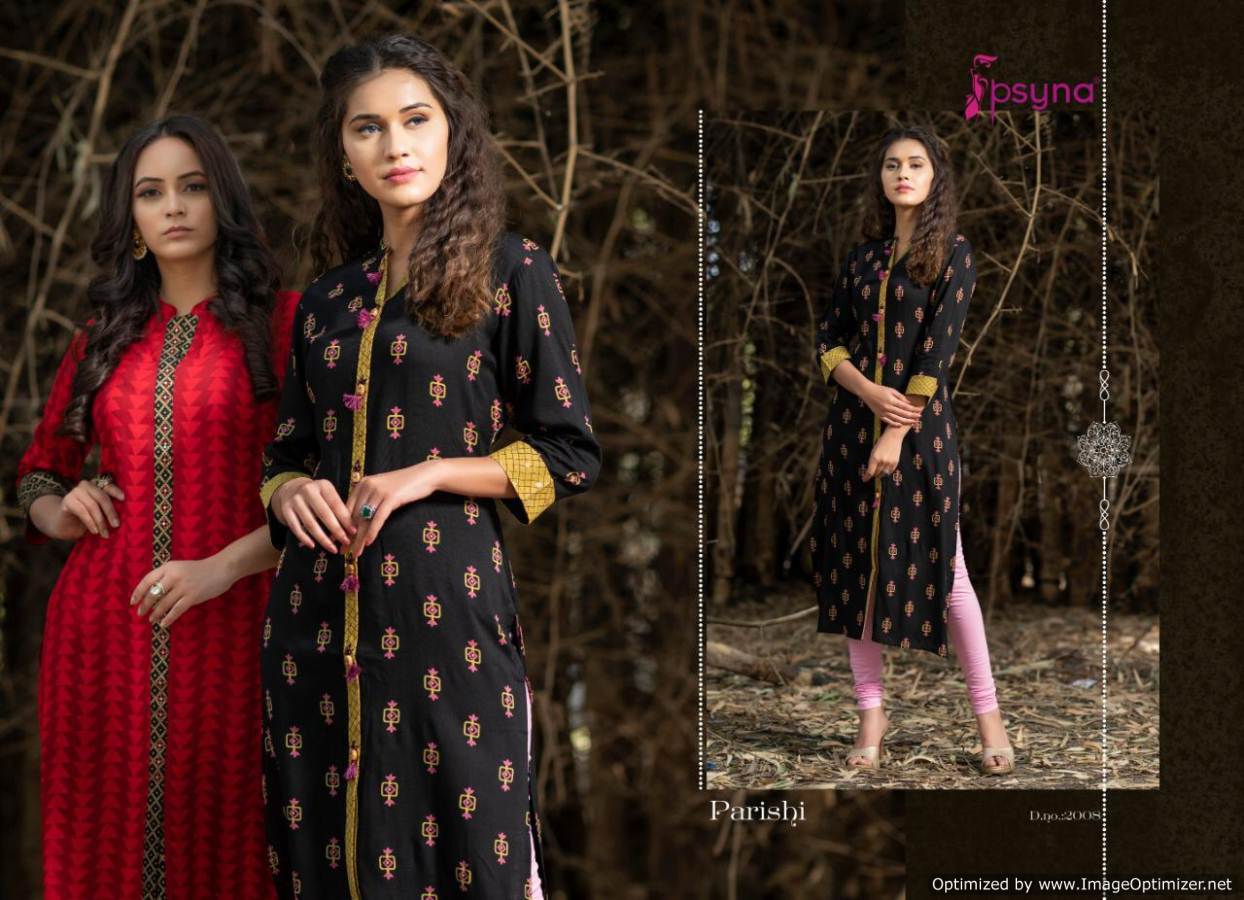 Parishi Present Psyna Designer Rayon Printed Straight Kurtis Catalogue