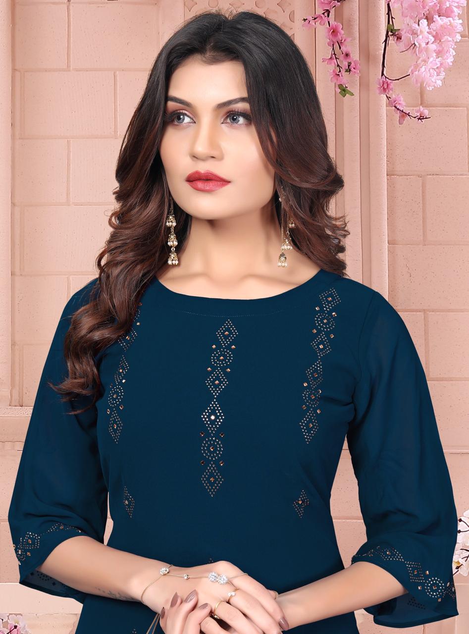 Surat Textile Hub Ladies flavour presents Aarohi vol-3 chinon embroidery work  Kurtis with pant and dupatta cataloge | Sur… | Kurtis with pants, Kurti,  Kurti designs