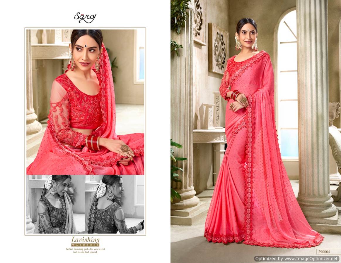 Saroj Present New Collection Of Aarzoo  Festive Wear Chiffon Saree Catalogue