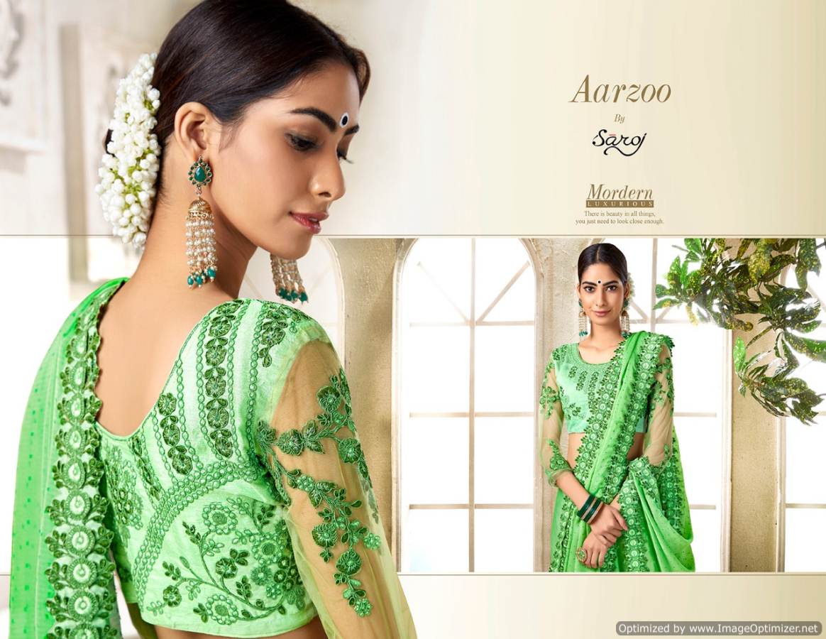 Saroj Present New Collection Of Aarzoo  Festive Wear Chiffon Saree Catalogue