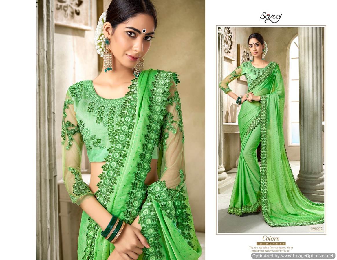 Saroj Present New Collection Of Aarzoo  Festive Wear Chiffon Saree Catalogue