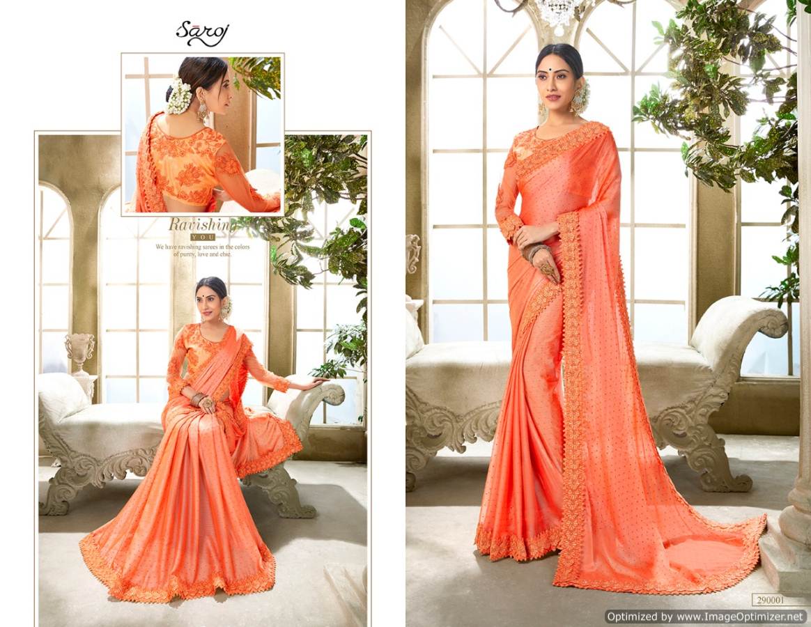 Saroj Present New Collection Of Aarzoo  Festive Wear Chiffon Saree Catalogue