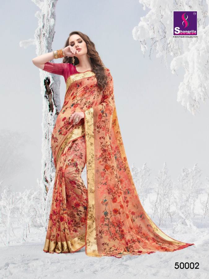 Shangrila Present Jura Cotton Printed Linen Cotton Saree Collection