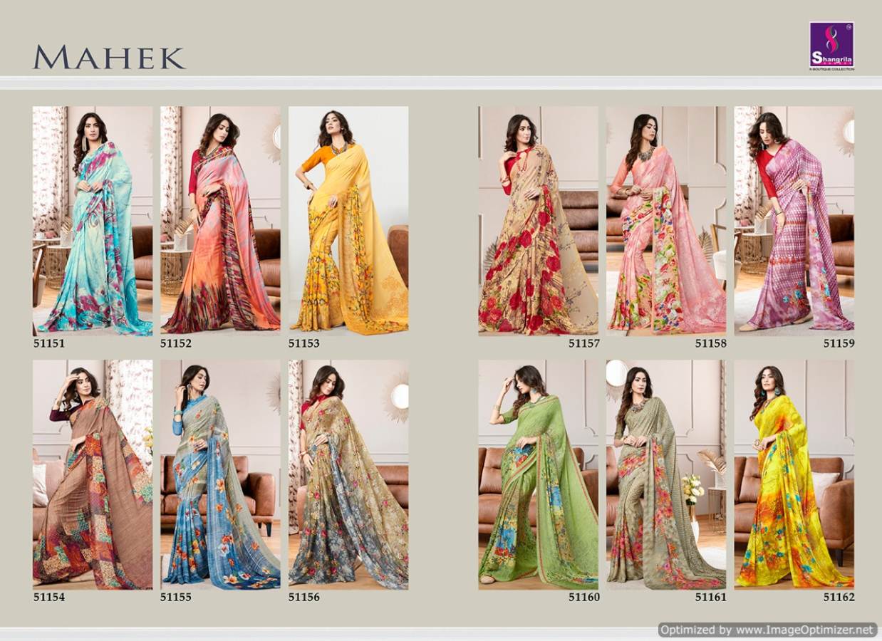 Shangrila Present Mahek Heavy Georgette Designer Printed Sarees Catalogue