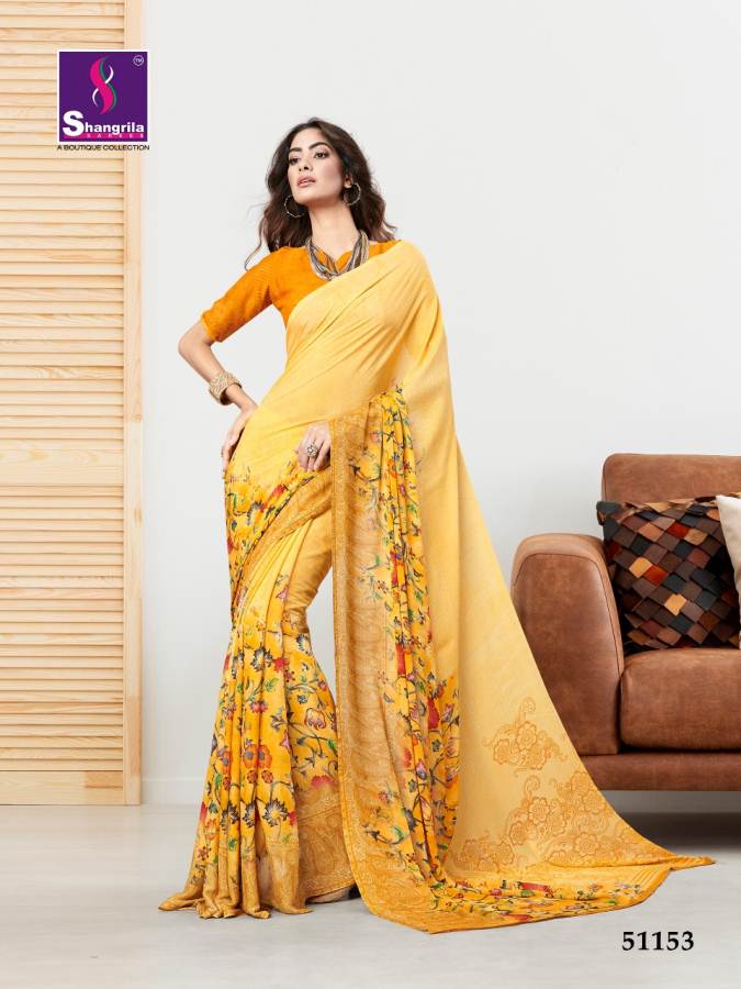 Shangrila Present Mahek Heavy Georgette Designer Printed Sarees Catalogue