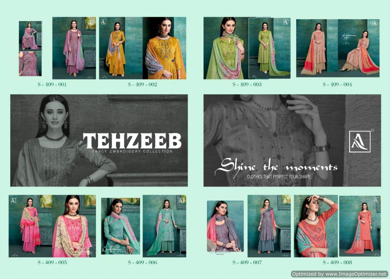 Alok Present Tehzeeb Jam Satin Designer Dress Material Collection