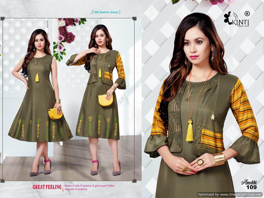 Anokhi By Kinti Printed Rayon Jacket Style Kurti Collection