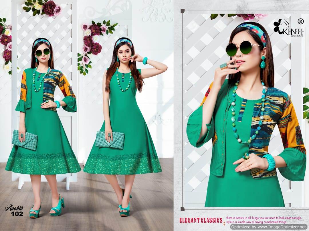 Anokhi By Kinti Printed Rayon Jacket Style Kurti Collection