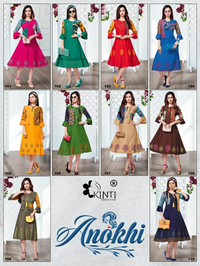 Anokhi By Kinti Printed Rayon Jacket Style Kurti Collection