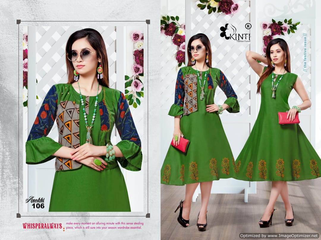 Anokhi By Kinti Printed Rayon Jacket Style Kurti Collection