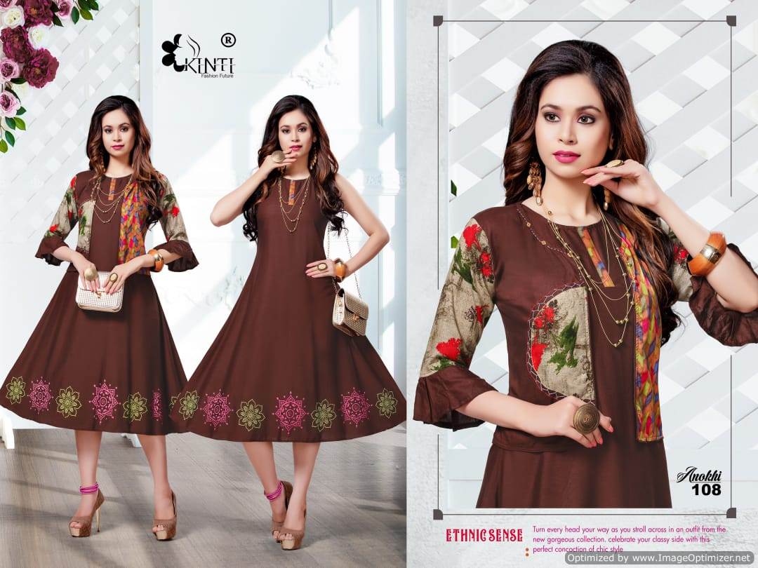 Anokhi By Kinti Printed Rayon Jacket Style Kurti Collection