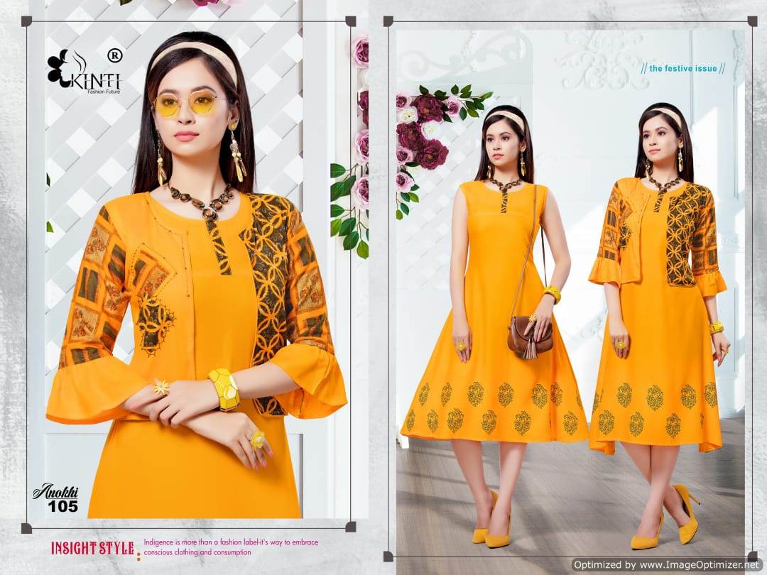 Anokhi By Kinti Printed Rayon Jacket Style Kurti Collection