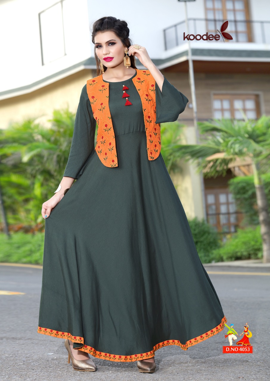 Buy Miravan Womens Anarkali Jaipuri Cotton Floral Print Long Kurti With  Jacket (Set Of 2) online