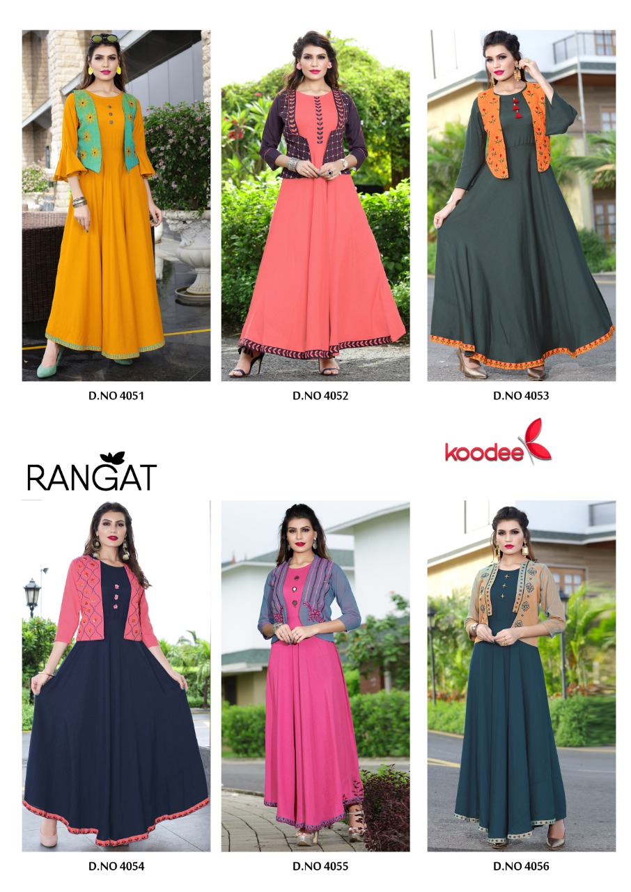 Koodee Present Rangat Designers Kurtis With A Special Designer Jacket Catalogue