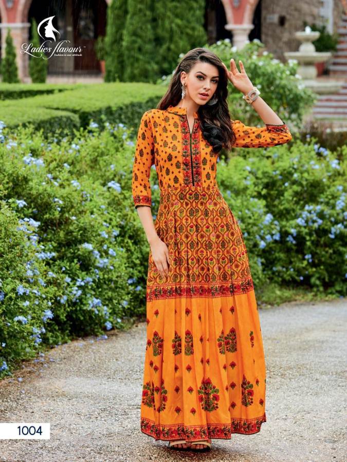 Rangreza By Ladies Flavour Muslin Digital Printed Long Kurtis Catalogue