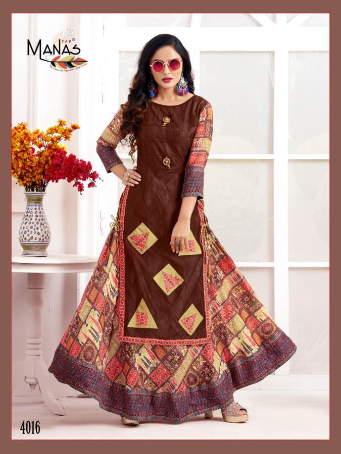 Valentina Vol 2 By Manas Muslin Digital Printed Long Kurti Collection