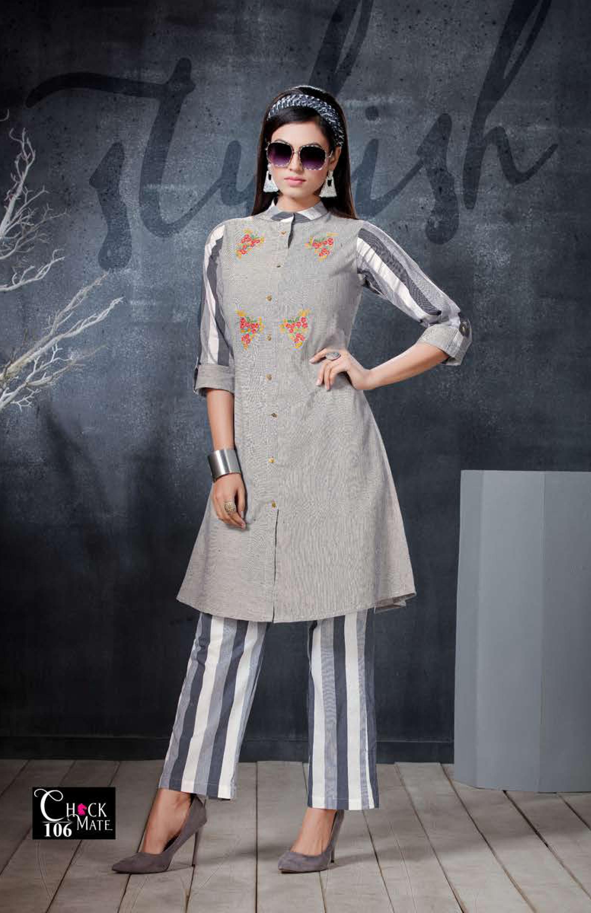 Fly Free Present Check Mate Casual Wear Kurit With Pant Catalogue