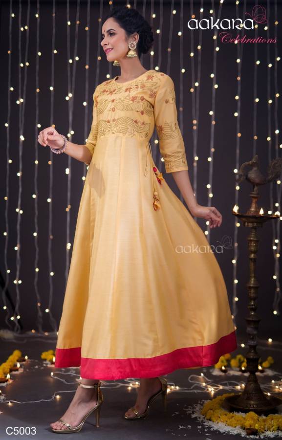 Aakara By Celebration Vol 5 Festive Wear Gown Style Kurtis Collection.