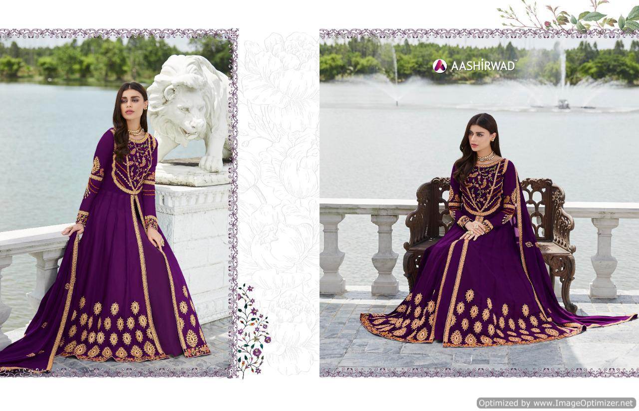 Aashirwad Present Nayra Designer Real Georgette Wedding Wear Heavy Salwar Suits Catalogue