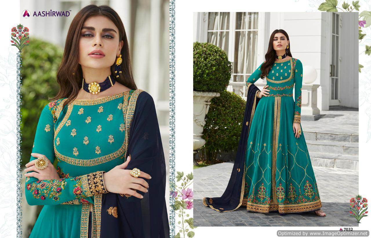 Aashirwad Present Nayra Designer Real Georgette Wedding Wear Heavy Salwar Suits Catalogue
