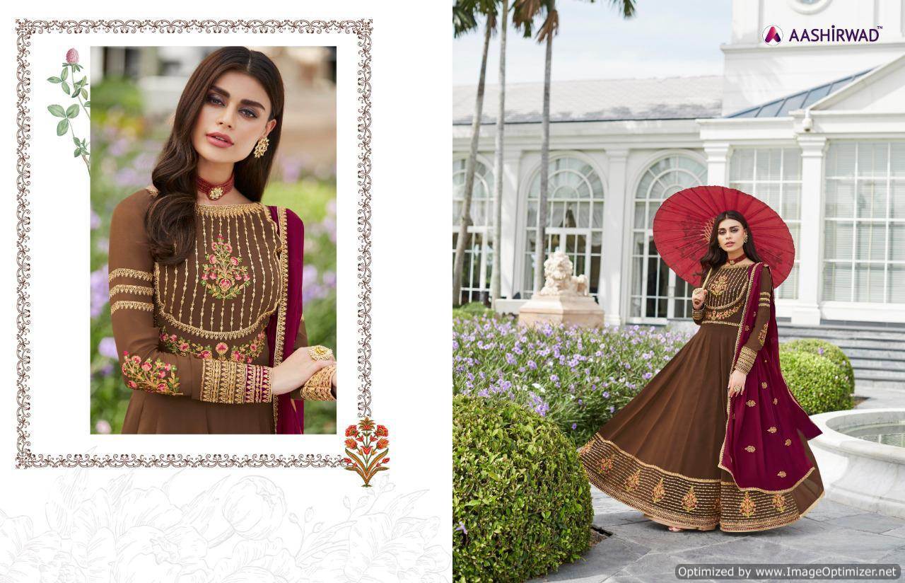 Aashirwad Present Nayra Designer Real Georgette Wedding Wear Heavy Salwar Suits Catalogue
