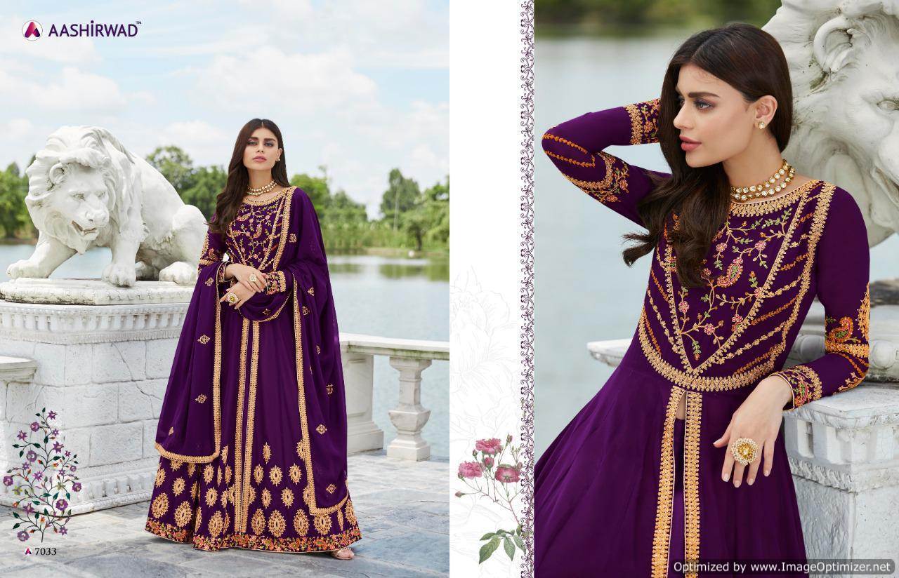 Aashirwad Present Nayra Designer Real Georgette Wedding Wear Heavy Salwar Suits Catalogue