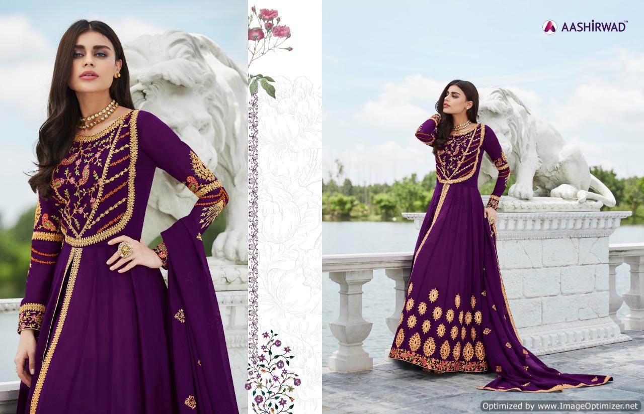 Aashirwad Present Nayra Designer Real Georgette Wedding Wear Heavy Salwar Suits Catalogue