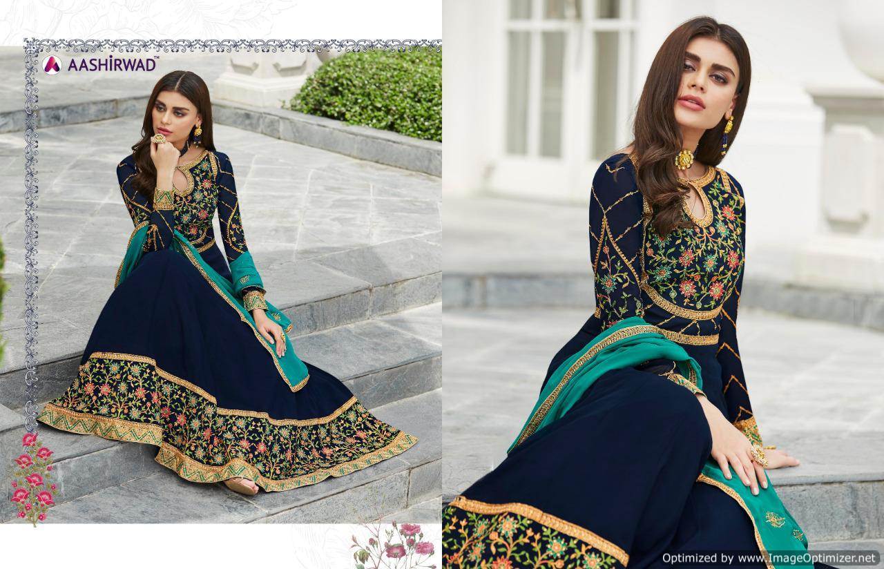 Aashirwad Present Nayra Designer Real Georgette Wedding Wear Heavy Salwar Suits Catalogue