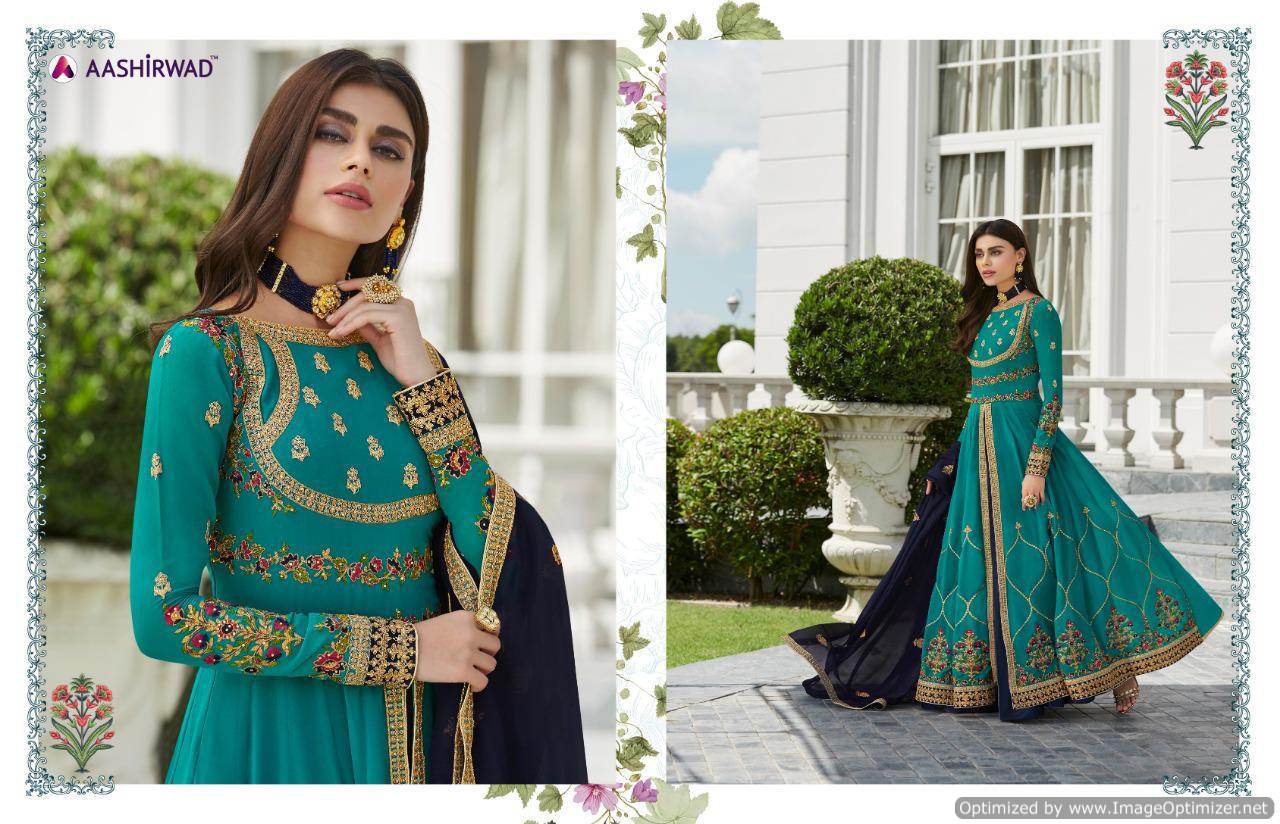Aashirwad Present Nayra Designer Real Georgette Wedding Wear Heavy Salwar Suits Catalogue