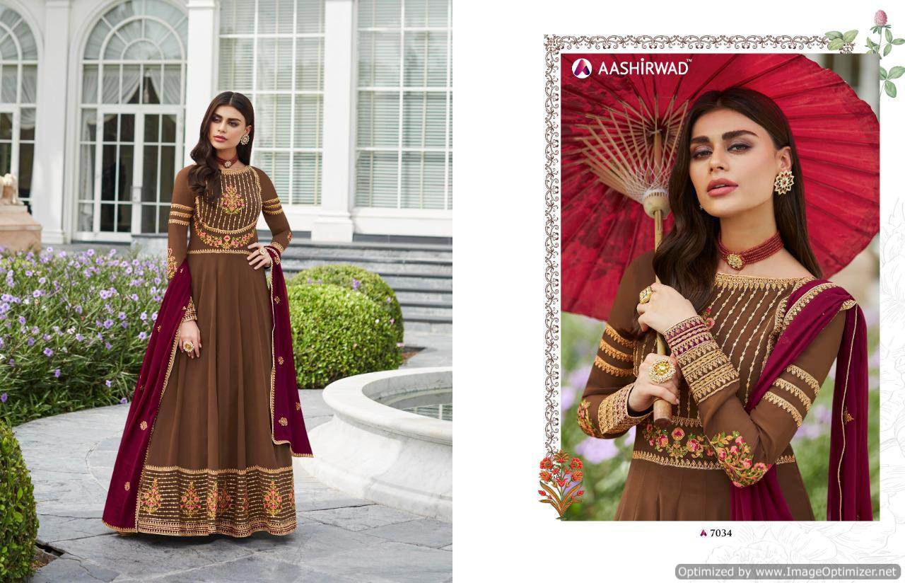 Aashirwad Present Nayra Designer Real Georgette Wedding Wear Heavy Salwar Suits Catalogue