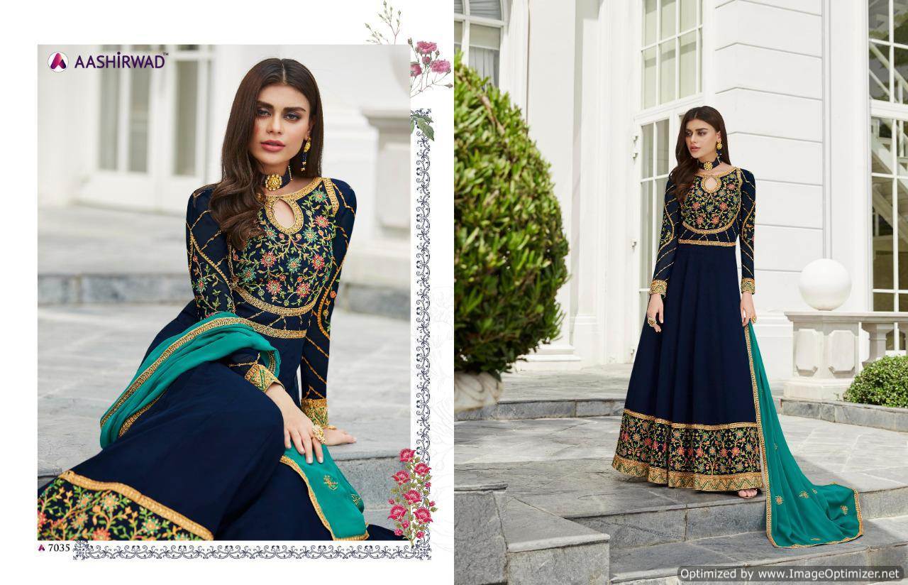 Aashirwad Present Nayra Designer Real Georgette Wedding Wear Heavy Salwar Suits Catalogue