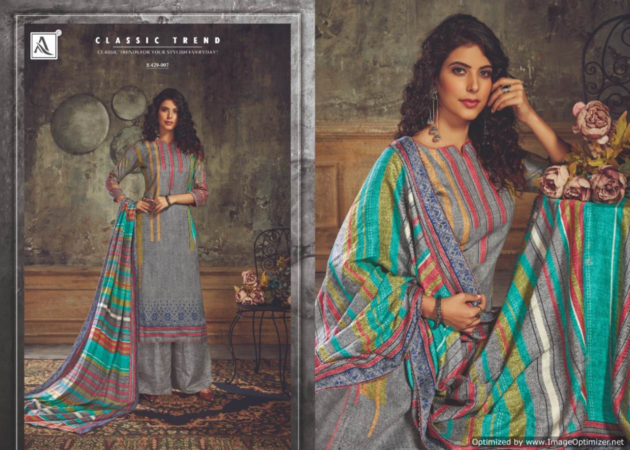 Alok By Noorie Pure Wool Pashmina Designer Dress Material Collection.