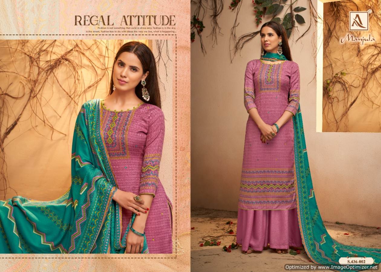 Alok Present Manjula Pure Pashmina Designer Dress Material Collection.