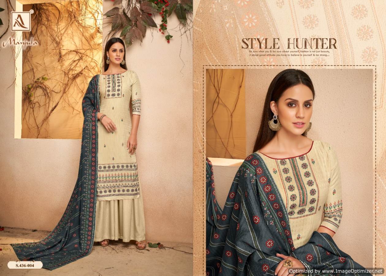 Alok Present Manjula Pure Pashmina Designer Dress Material Collection.