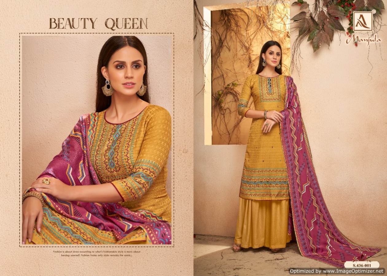 Alok Present Manjula Pure Pashmina Designer Dress Material Collection.